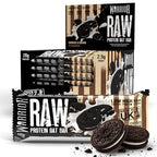 Warrior RAW Protein Flapjack - Cookies & Cream - 24 x 75g High Protein Low Sugar Oat Bars - 20g Protein Snacks Multipack - Damaged Box - BBE 06/2027