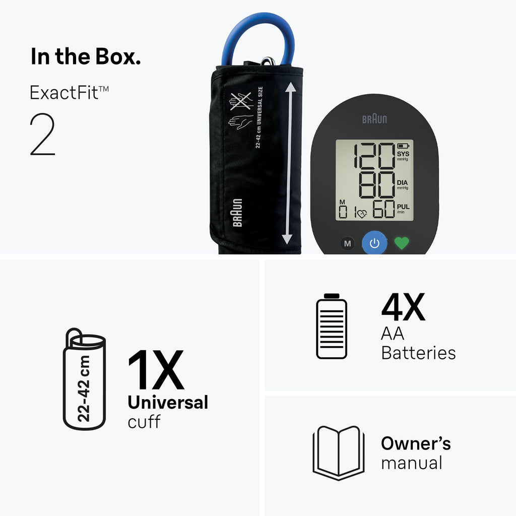 Braun ExactFit 2 Upper Arm Blood Pressure Monitor - BUA4050 - Clinically Validated, Colour-Coded Indicator, Universal Cuff for Home Use - Like New