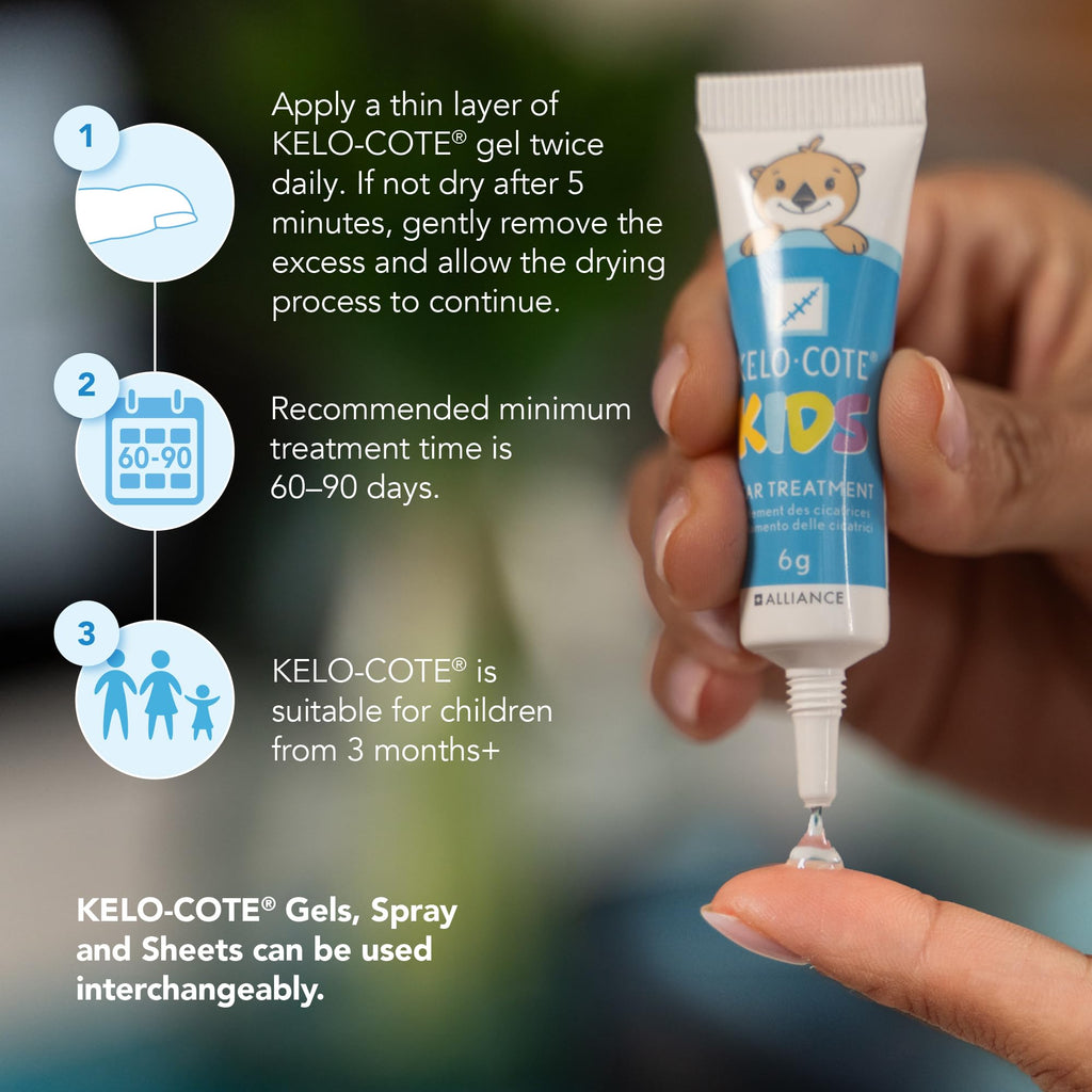 KELO-COTE Kids Silicone Scar Gel 6g - Gentle Treatment for Sensitive Skin - Reduces Raised Scars - Surgical Burn Acne - Damaged Box - BBE 09/2026