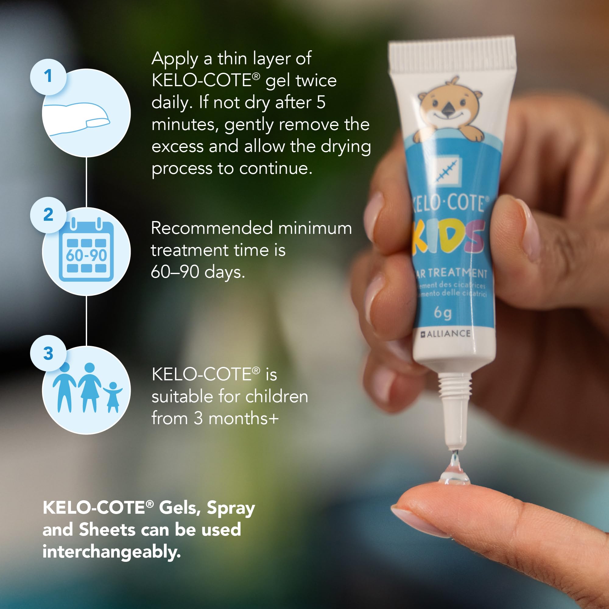 KELO-COTE Kids Silicone Scar Gel 6g - Gentle Treatment for Sensitive Skin - Reduces Raised Scars - Surgical Burn Acne - Damaged Box - BBE 09/2026