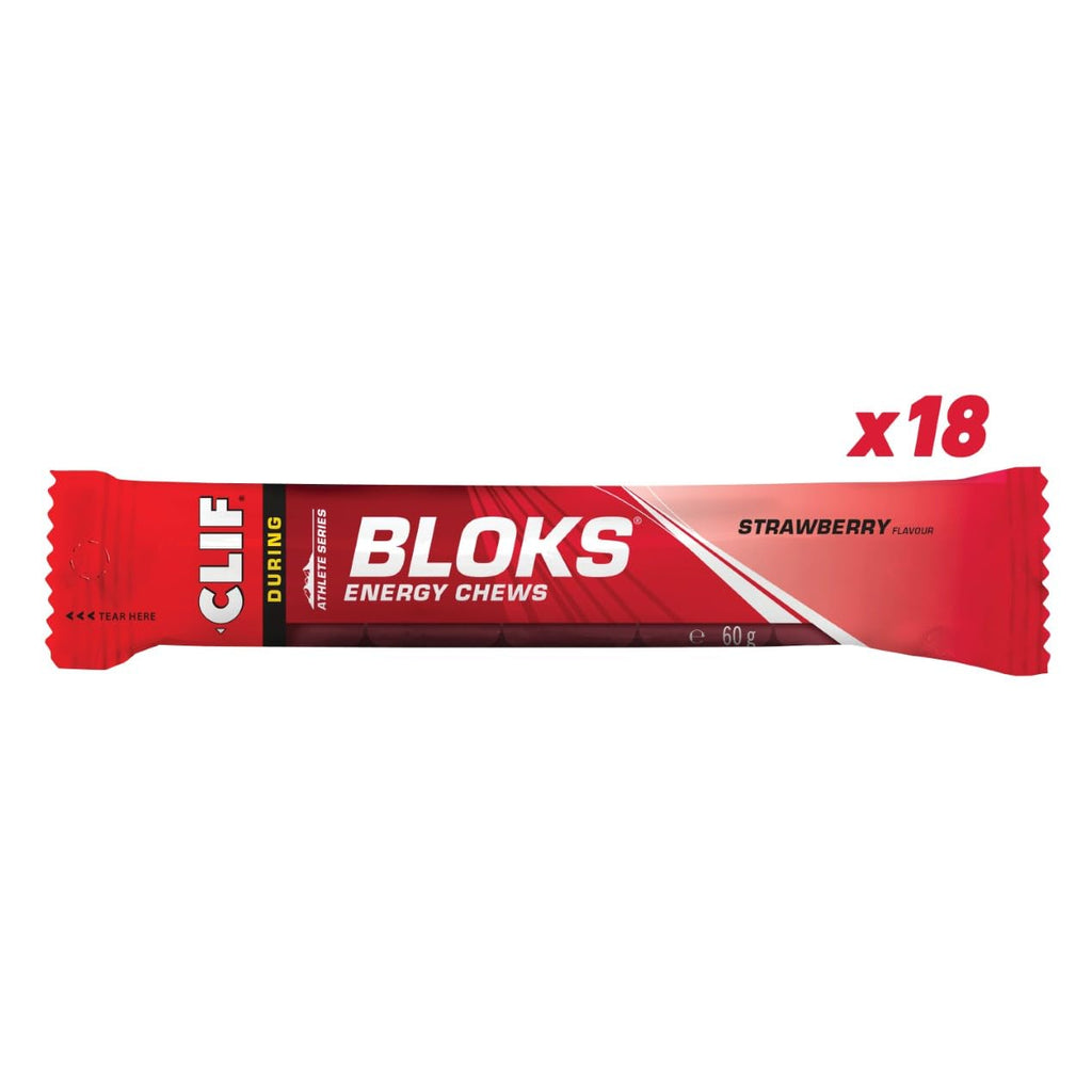 CLIF BLOKS Strawberry Flavour Energy Chews, 18 x 60 g - Damaged Box - BBE 05/2026
