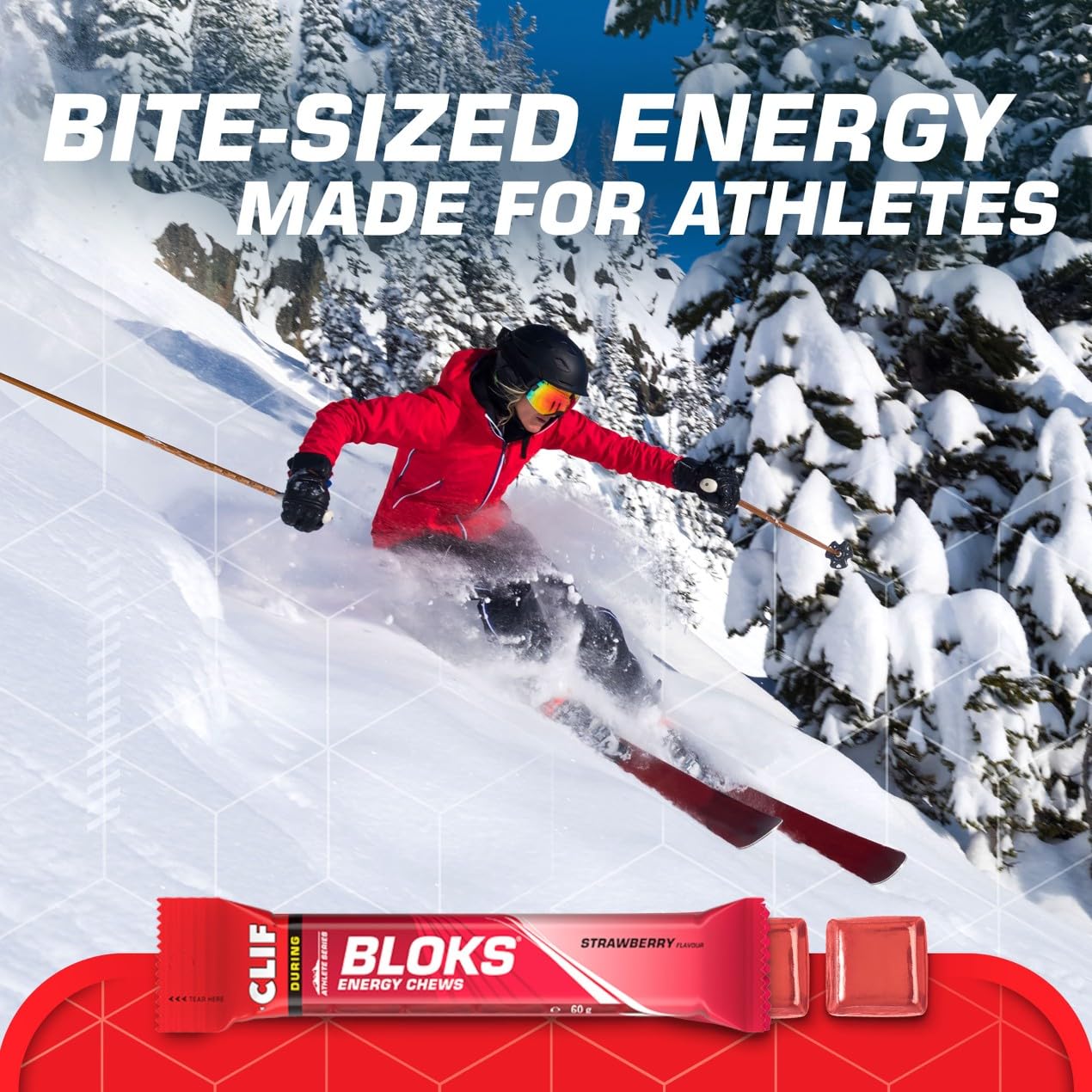 CLIF BLOKS Strawberry Flavour Energy Chews, 18 x 60 g - Damaged Box - BBE 05/2026