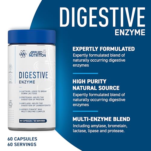 Applied Nutrition Digestive Enzyme Capsules - Vegan Lactase Protease Amylase - Aids Digestion - 60 Servings - New - BBE 07/2026