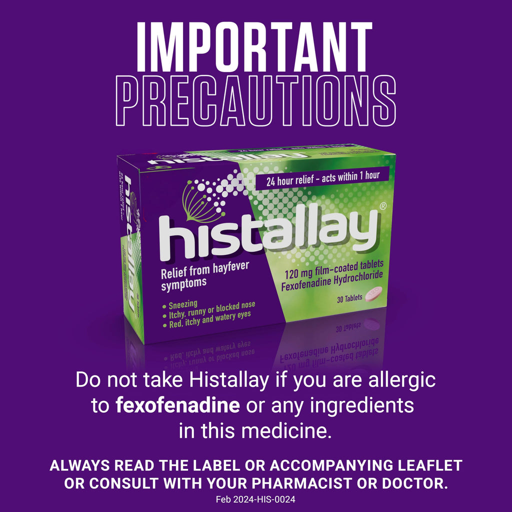 Histallay Hayfever & Allergy Relief Tablets - 30 Tablets - 120mg Fexofenadine - Antihistamine Medication - Damaged Box - BBE 09/2028