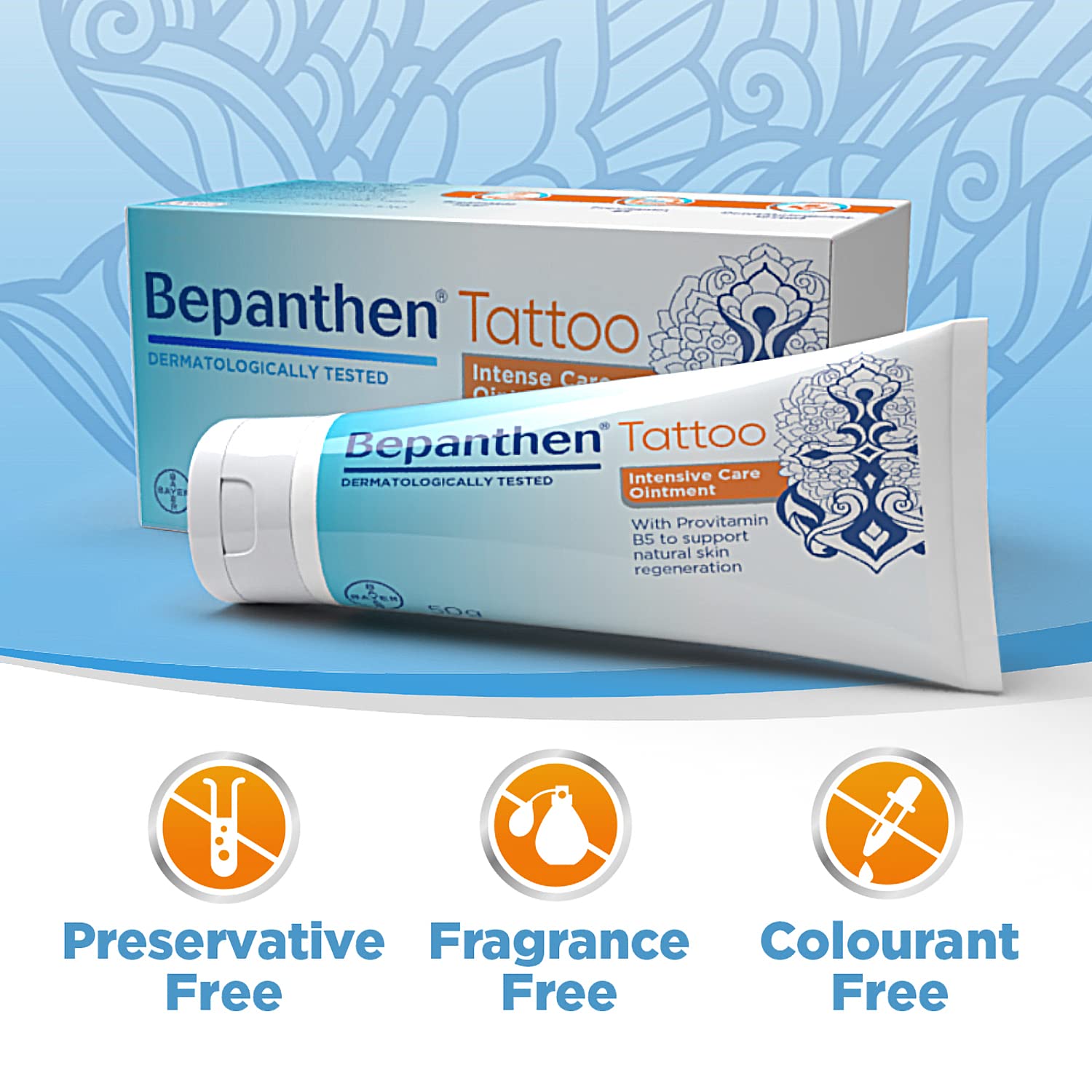 Bepanthen Tattoo Intense Care Ointment, Formulated with Provitamin B5, 50g - Damaged Box - BBE 08/2028
