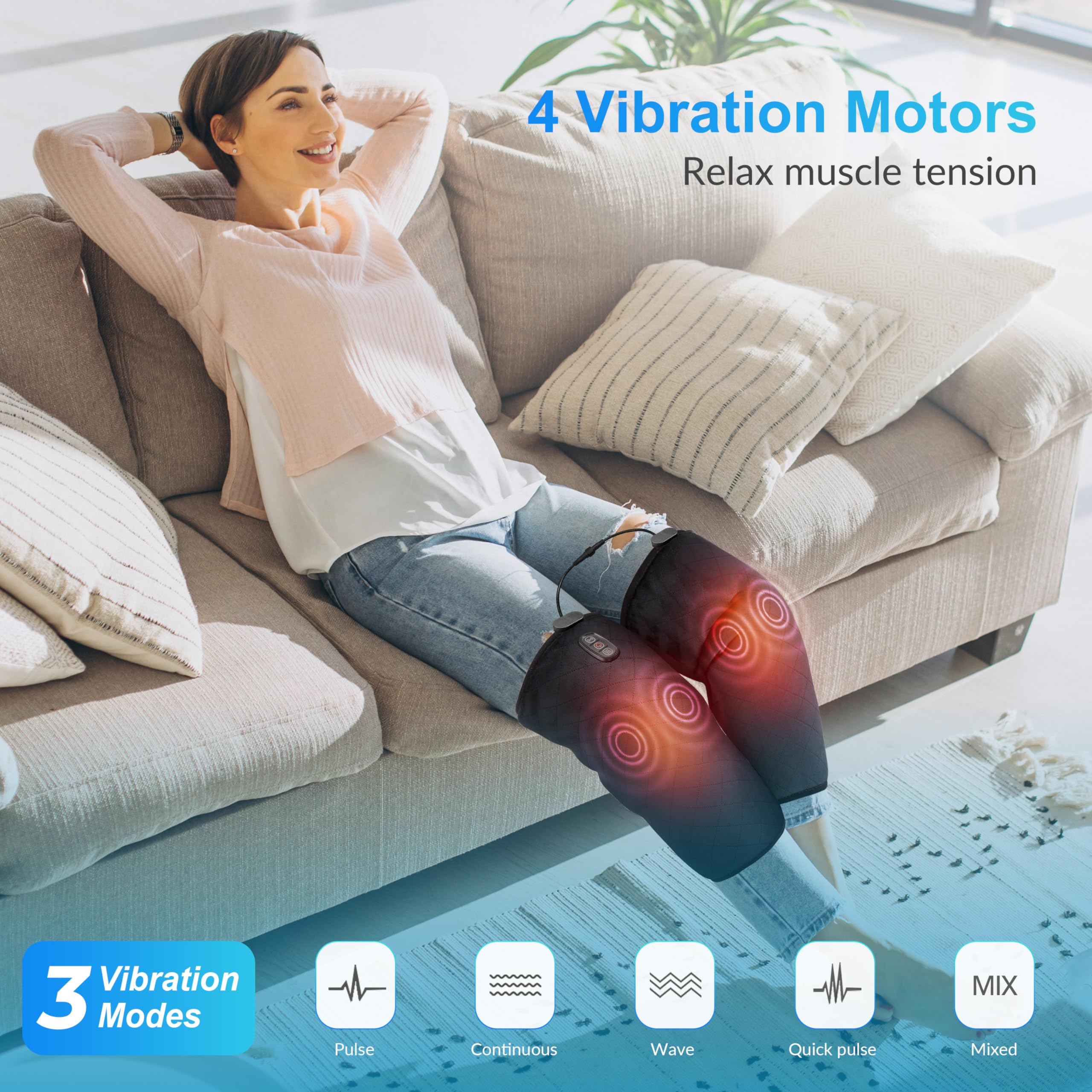 COMFIER Heated Knee Massager - Vibration, Adjustable Heating Wrap for Legs & Knees, 3 Modes, Home Office Use - Very Good