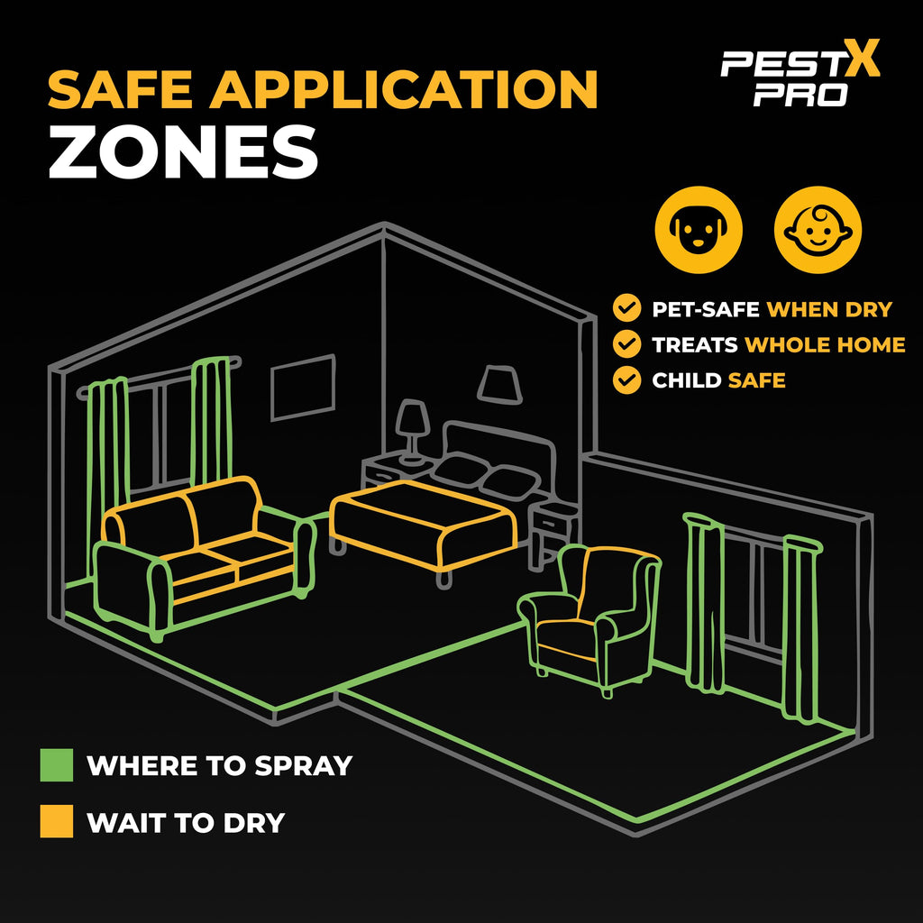 Pest X Pro Bolt Flea Killer Spray 500ml - Fast-Acting Permethrin Formula - Home Household Carpet Furniture Pest Control Treatment - New