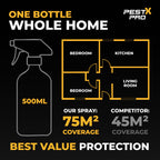 Pest X Pro Bolt Flea Killer Spray 500ml - Fast-Acting Permethrin Formula - Home Household Carpet Furniture Pest Control Treatment - New