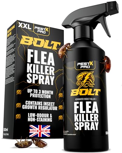 Pest X Pro Bolt Flea Killer Spray 500ml - Fast-Acting Permethrin Formula - Home Household Carpet Furniture Pest Control Treatment - New
