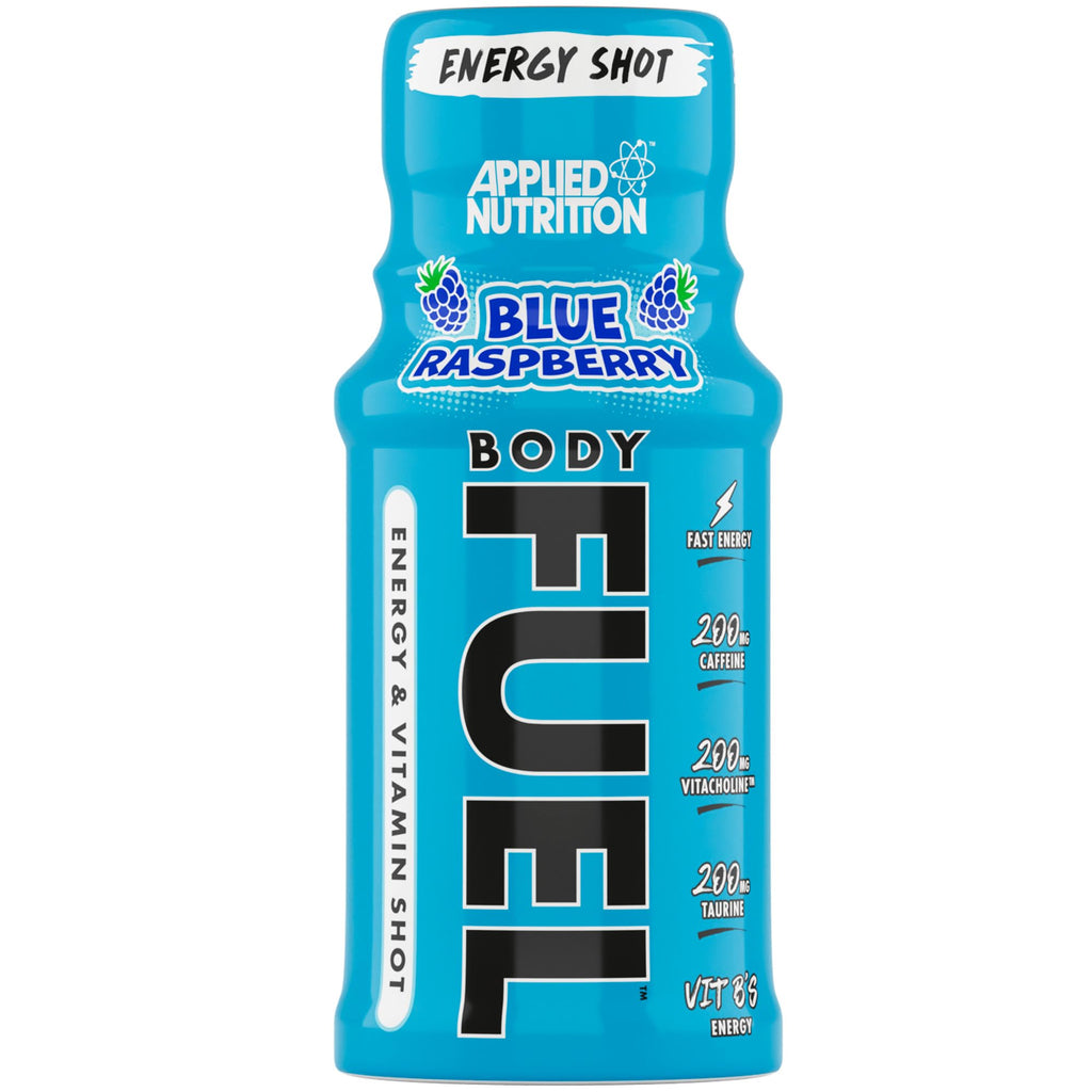 Applied Nutrition BodyFuel Energy Shot - Blue Raspberry, 12x 60ml, Sugar Free, Zero Calories, B-Vitamins, Taurine, Caffeine - Damaged Box - BBE 11/2027