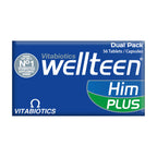 Vitabiotics Wellteen Him Plus Tablets Capsules - 56 Count - Teen Boy Vitamins & Minerals Supplement - Damaged Box - BBE 03/2027