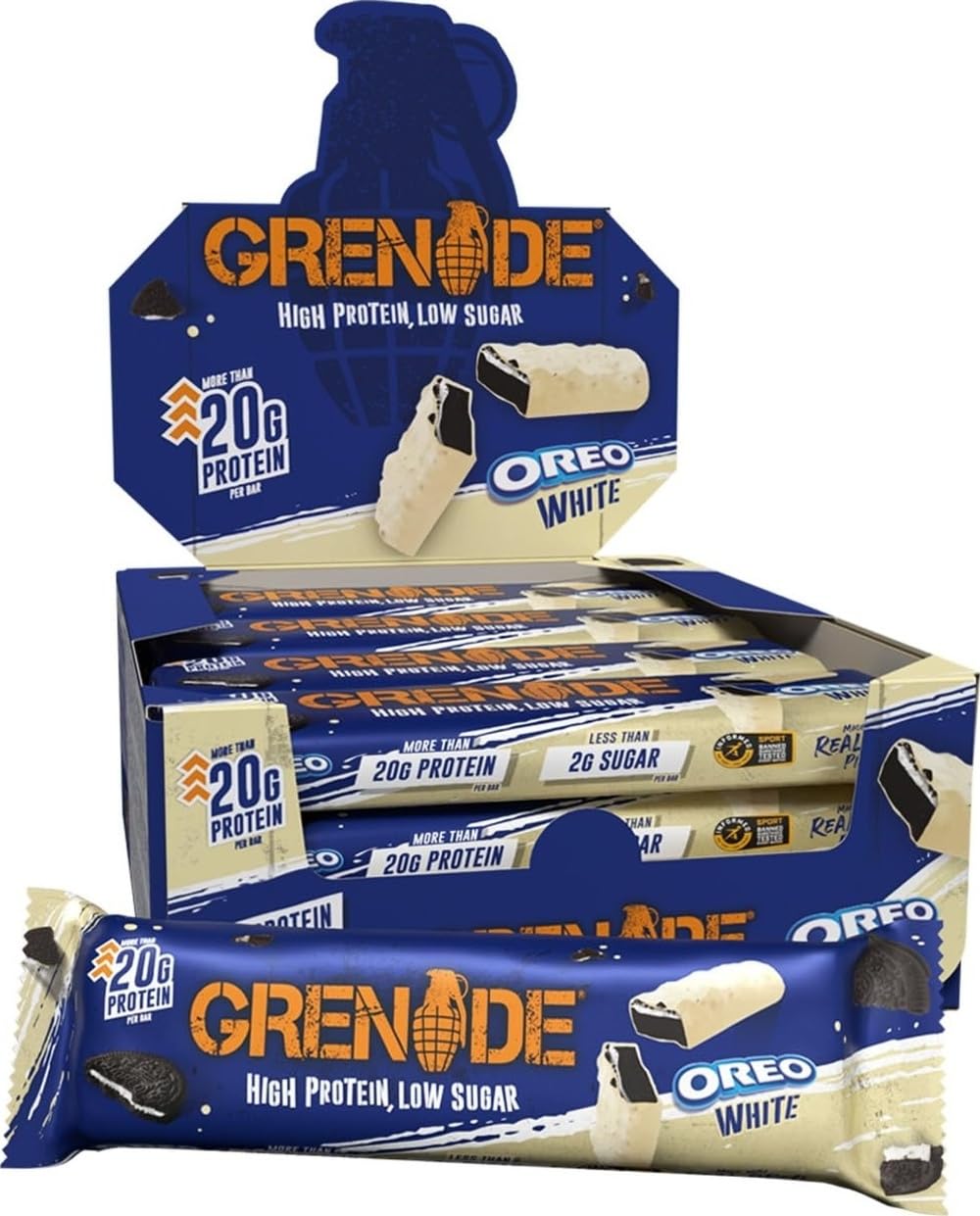 Grenade OREO White Protein Bars - 12x 60g High Protein Snack Bar Multipack - Damaged Box - BBE 06/2026