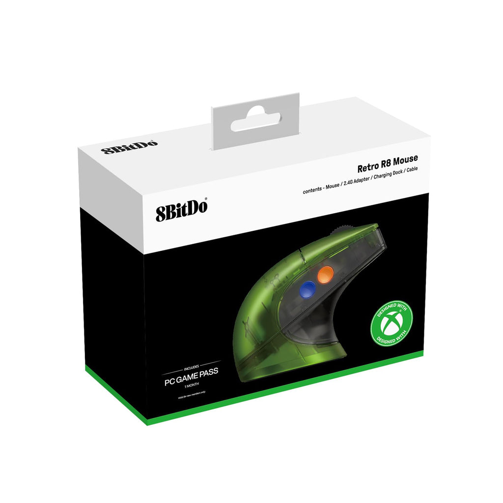 8Bitdo Retro R8 Mouse with PAW 3395 Optical Sensor DPI 26K, Wireless 4K Polling Mouse with Charging Dock, Programmable Buttons, and Kailh Sword GM X Micro Switches - Xbox Edition(Officially Licensed) - Like New