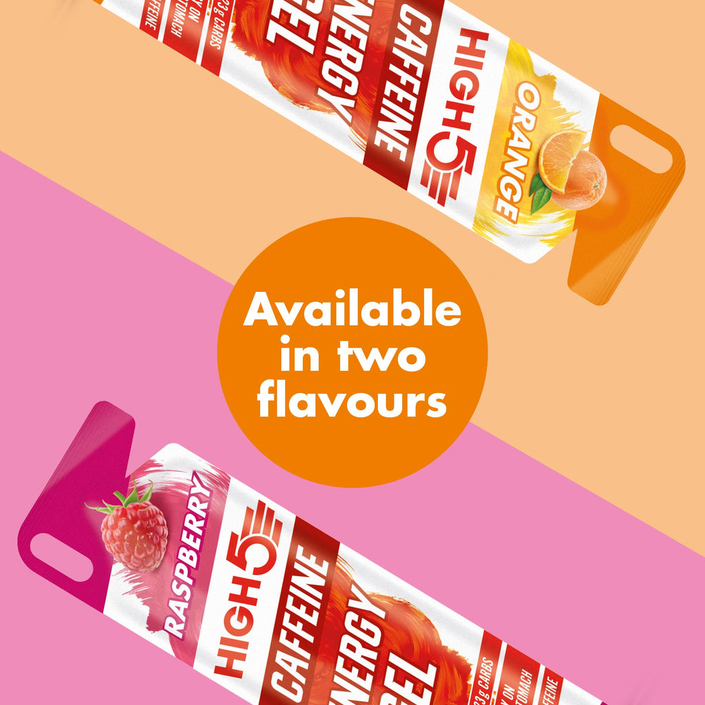 HIGH5 Energy Gel Caffeine - Orange 20 x 40g - Running Cycling Ultra Marathon Ironman Glucose Shots Fuel - Damaged Box - BBE 07/2026