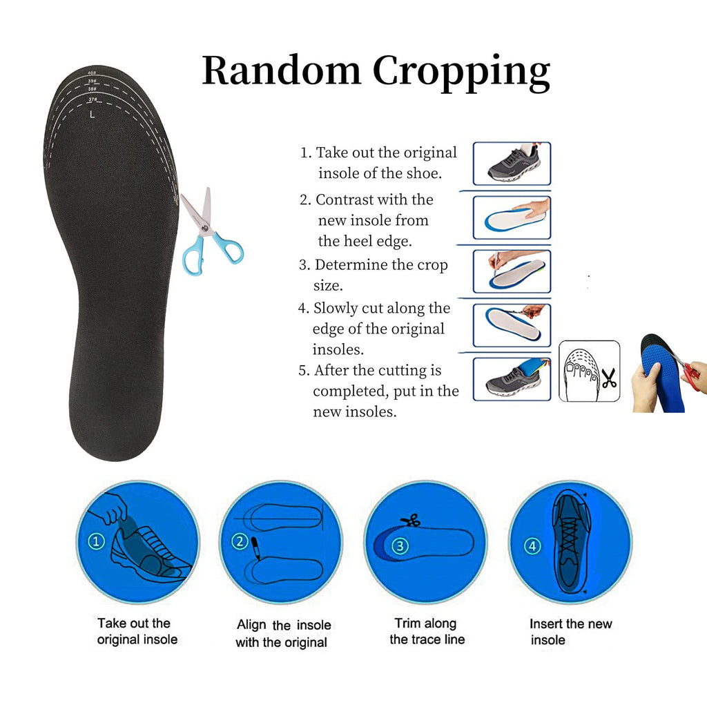 Memory Foam Insoles - Cut-to-Size Shoe Inserts for Trainers, Sneakers, Work Boots, Walking Shoes - UK 9-13 - New
