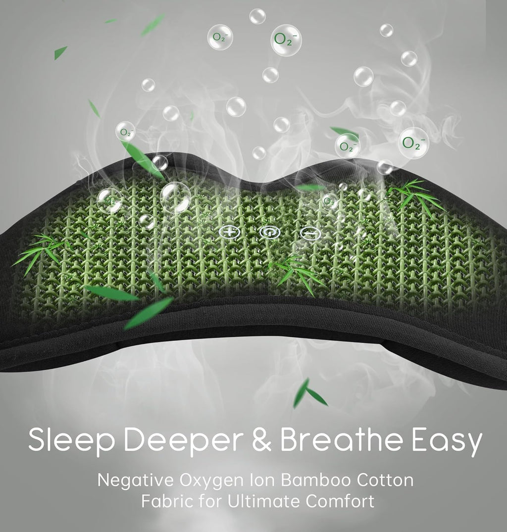 TOPOINT Bamboo Cotton Bluetooth Sleep Mask with Headphones - 100% Light-Blocking 3D Eye Mask for Sleep Travel Side Sleeping - Damaged Box