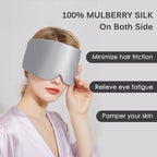 OLESILK Mulberry Silk Sleep Mask - Silver Grey Eye Mask for Men Women - Adjustable Strap Blindfold Large Size - Damaged Box