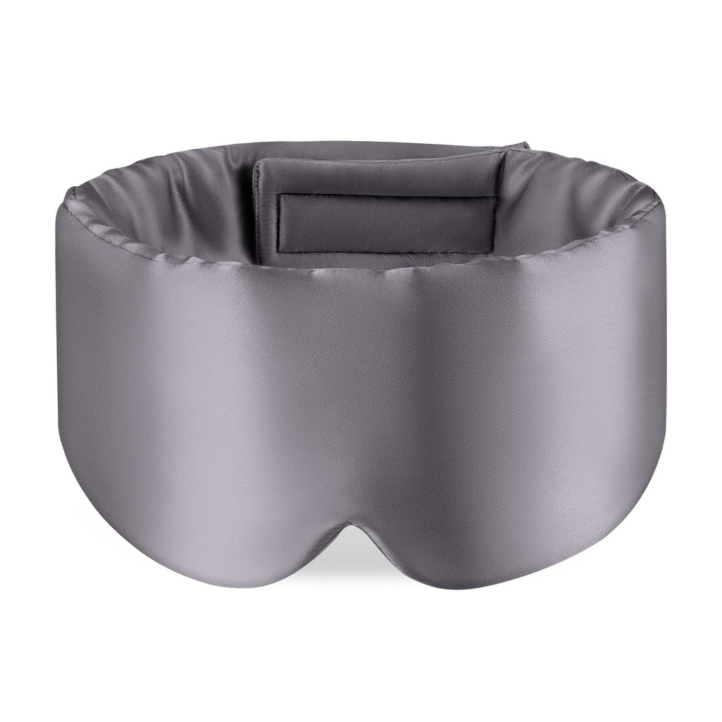 OLESILK Mulberry Silk Sleep Mask - Silver Grey Eye Mask for Men Women - Adjustable Strap Blindfold Large Size - Damaged Box
