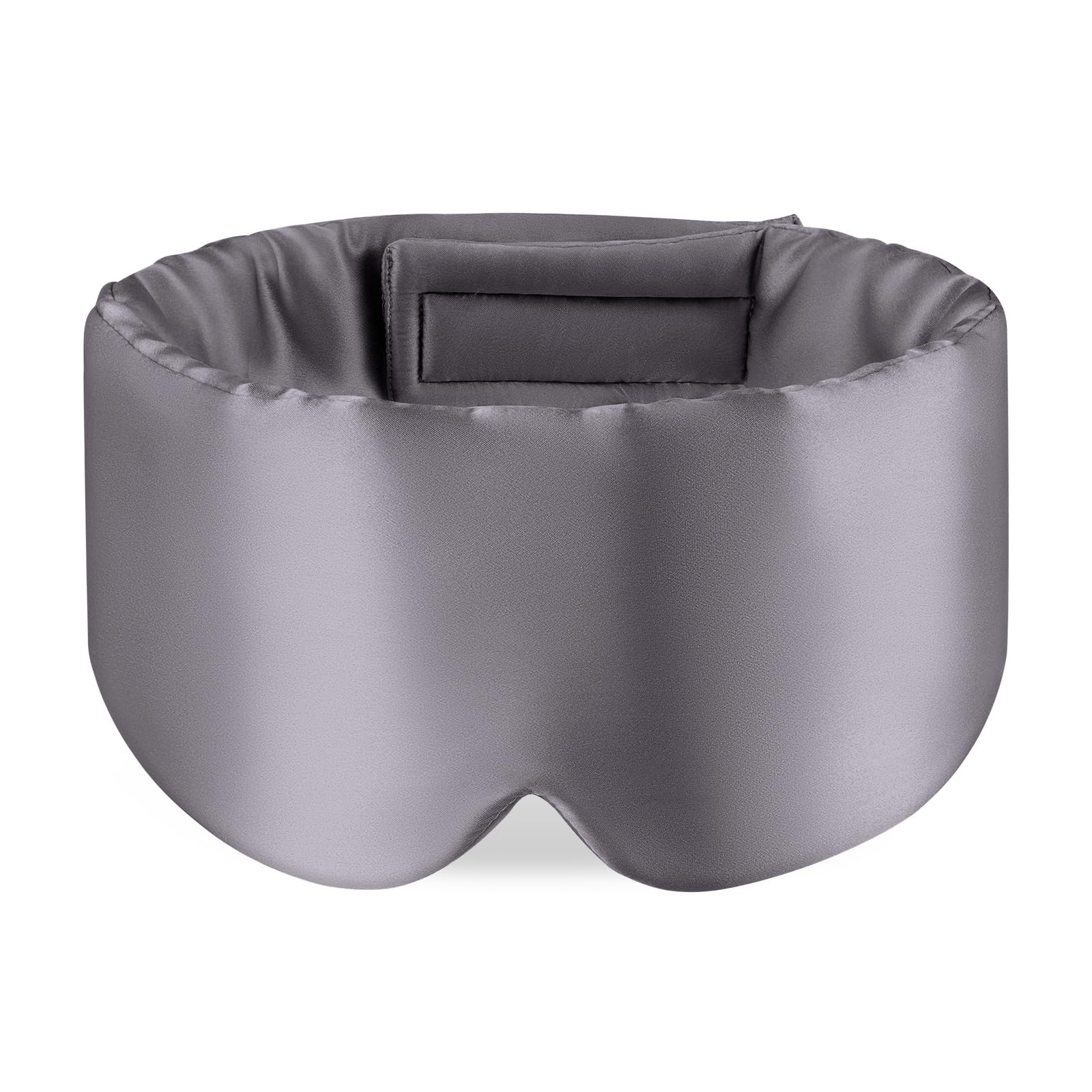 OLESILK Mulberry Silk Sleep Mask - Silver Grey Eye Mask for Men Women - Adjustable Strap Blindfold Large Size - Damaged Box