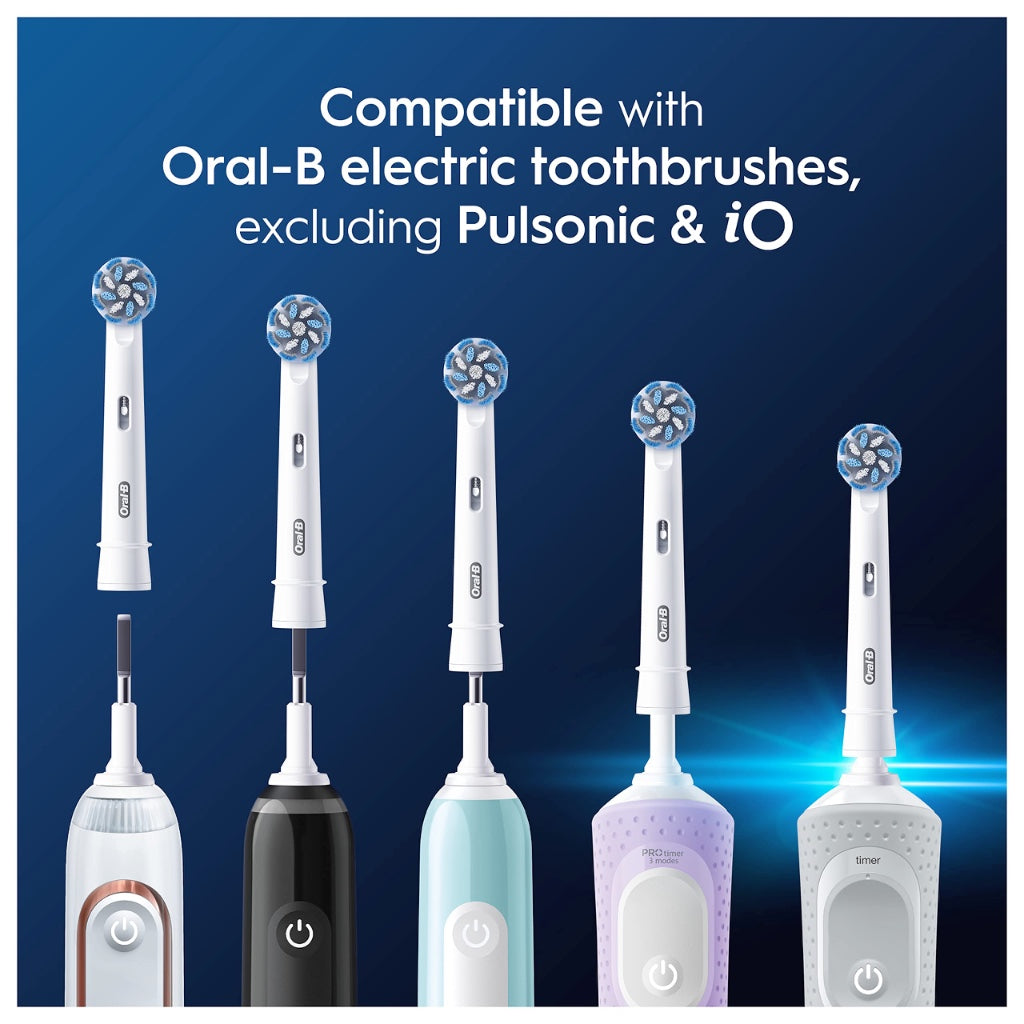 Oral-B Pro Sensitive Clean Electric Toothbrush Head, X-Shaped & Extra Soft Bristles for Gentle Brushing & Plaque Removal, Pack of 4 Toothbrush Heads, White - New