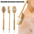 Dry Brushing Body Brush - Long Handle Natural Bristle Exfoliator for Wet Dry Showering, Back Scrubber, Large Dead Skin Remover - Damaged Box