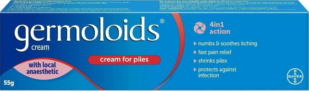 Germoloids Haemorrhoid Cream - Piles Treatment with Anaesthetic - Numb Pain Itch - 55g Pack of 1 - Damaged Box - BBE 01/2029