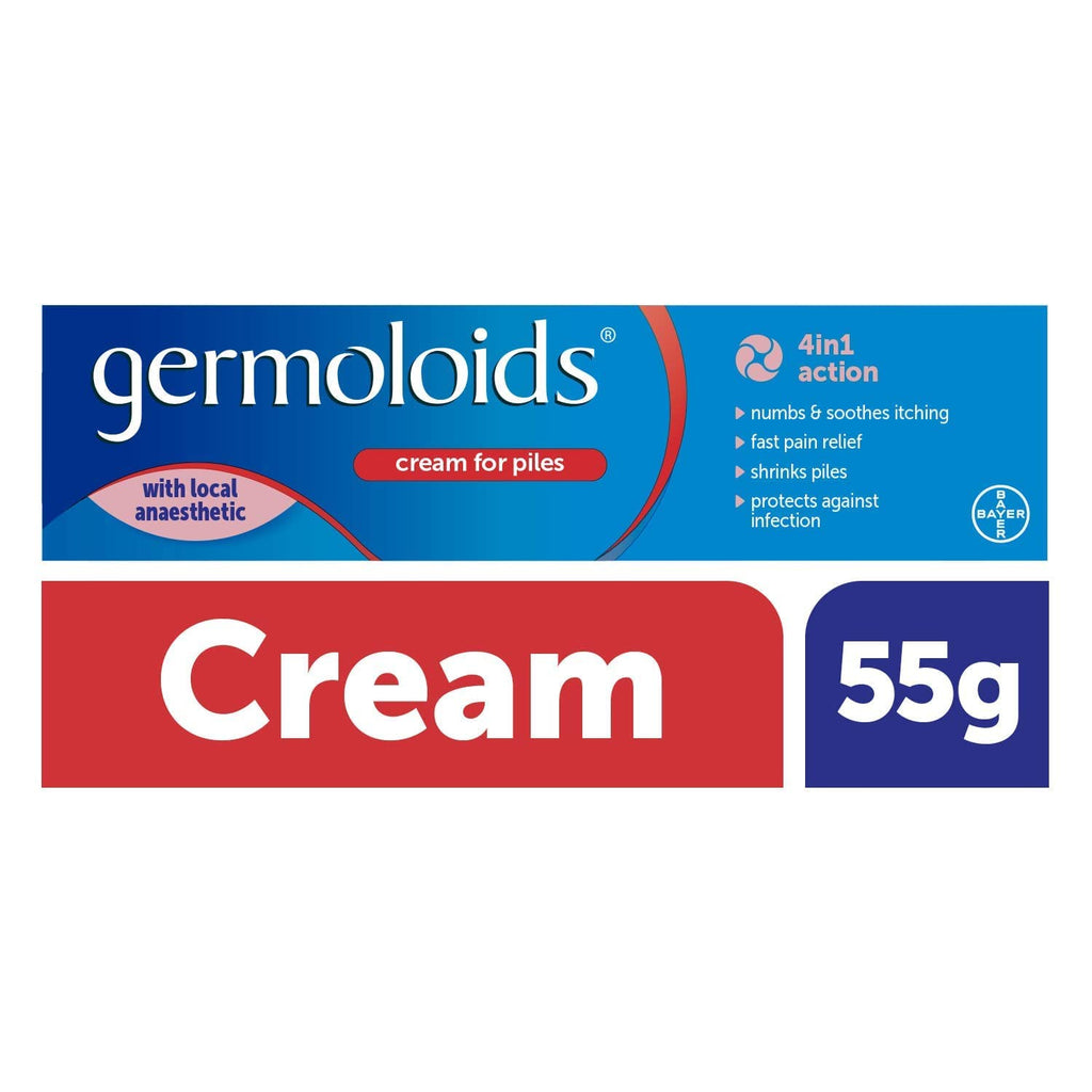 Germoloids Haemorrhoid Cream - Piles Treatment with Anaesthetic - Numb Pain Itch - 55g Pack of 1 - Damaged Box - BBE 01/2029