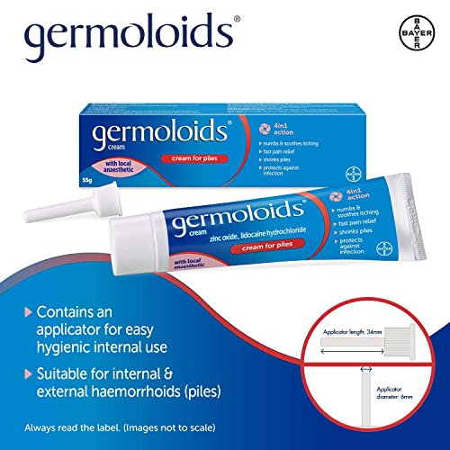 Germoloids Haemorrhoid Cream - Piles Treatment with Anaesthetic - Numb Pain Itch - 55g Pack of 1 - Damaged Box - BBE 01/2029