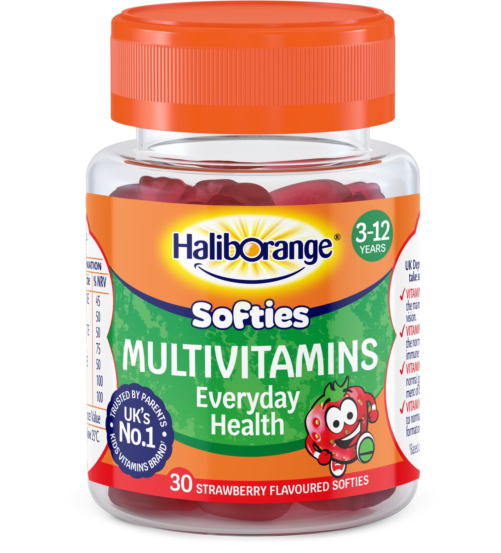 Haliborange Kids Multivitamins Softies - Strawberry Flavour 30 Chewable Gummies - Very Good - BBE 07/2027