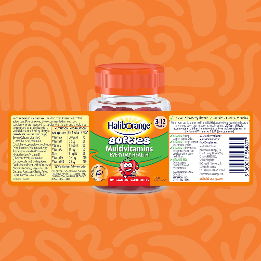 Haliborange Kids Multivitamins Softies - Strawberry Flavour 30 Chewable Gummies - Very Good - BBE 07/2027