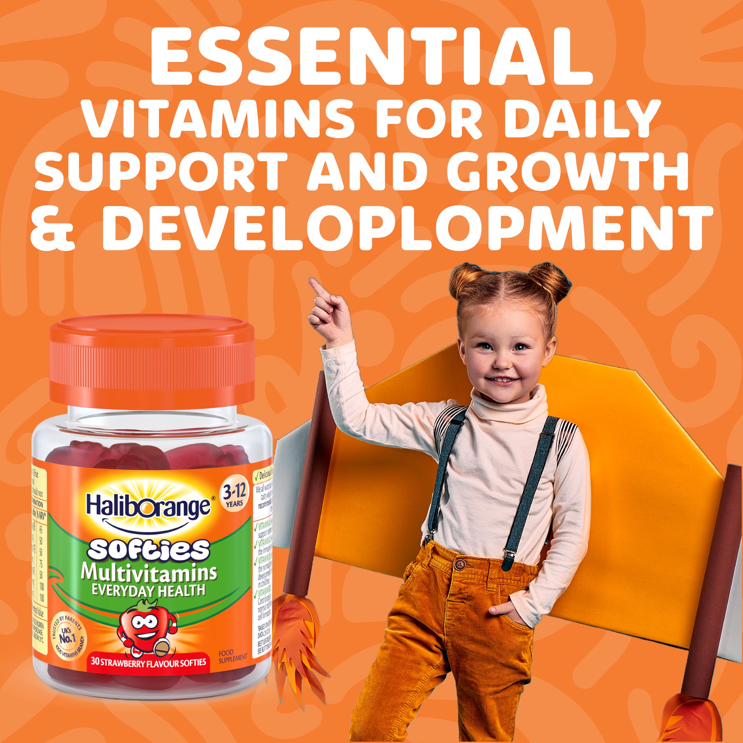 Haliborange Kids Multivitamins Softies - Strawberry Flavour 30 Chewable Gummies - Very Good - BBE 07/2027