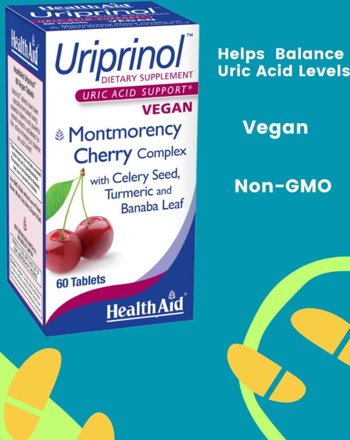 HealthAid Uriprinol Vegan Tablets - 60 Count - Health & Wellbeing Supplement - Damaged Box - BBE 03/2029
