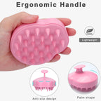 FREATECH Scalp Massager Shampoo Brush - Soft Silicone Bristles, Hair Growth, Dandruff Removal, Wet & Dry Use, Pink - Damaged Box