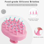FREATECH Scalp Massager Shampoo Brush - Soft Silicone Bristles, Hair Growth, Dandruff Removal, Wet & Dry Use, Pink - Damaged Box