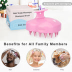 FREATECH Scalp Massager Shampoo Brush - Soft Silicone Bristles, Hair Growth, Dandruff Removal, Wet & Dry Use, Pink - Damaged Box