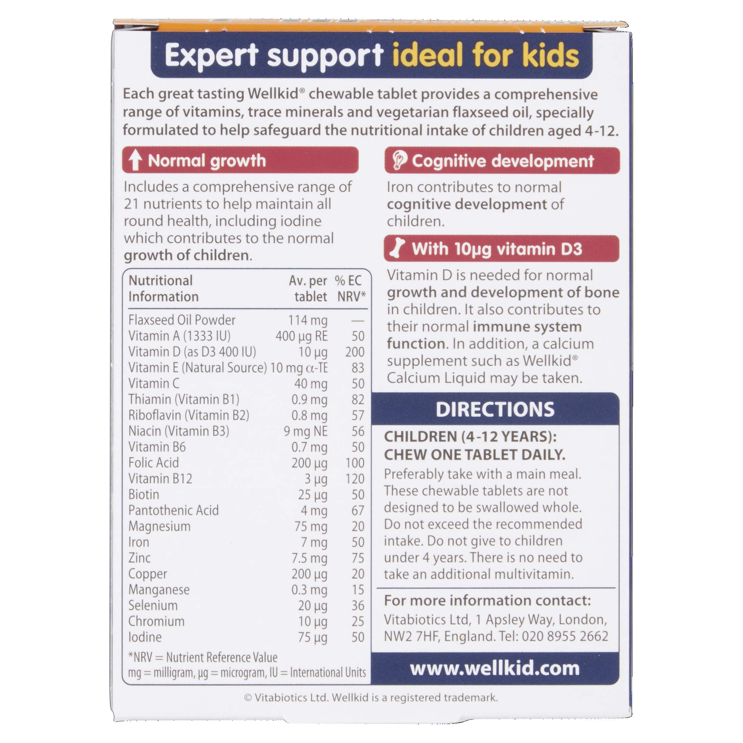 Vitabiotics Wellkid Multi-Vitamin Smart Chewable Tablets - 30 Pack Kids Children's Supplement - Damaged Box - BBE 09/2027