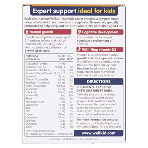 Vitabiotics Wellkid Multi-Vitamin Smart Chewable Tablets - 30 Pack Kids Children's Supplement - Damaged Box - BBE 09/2027