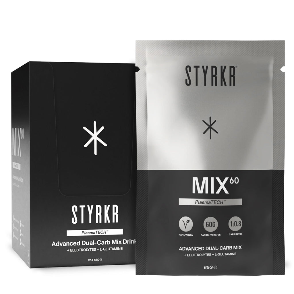 Styrkr MIX60 Energy Powder Sachets - 12x 60g Carb Drink Mix - Cycling Running Endurance Fuel - Damaged Box - BBE 11/2027