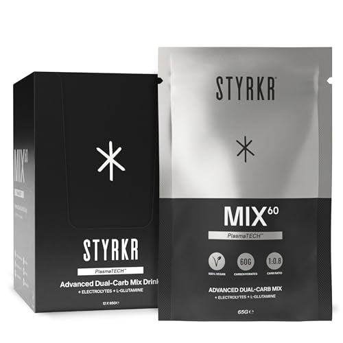 Styrkr MIX60 Energy Powder Sachets - 12x 60g Carb Drink Mix - Cycling Running Endurance Fuel - Damaged Box - BBE 11/2027