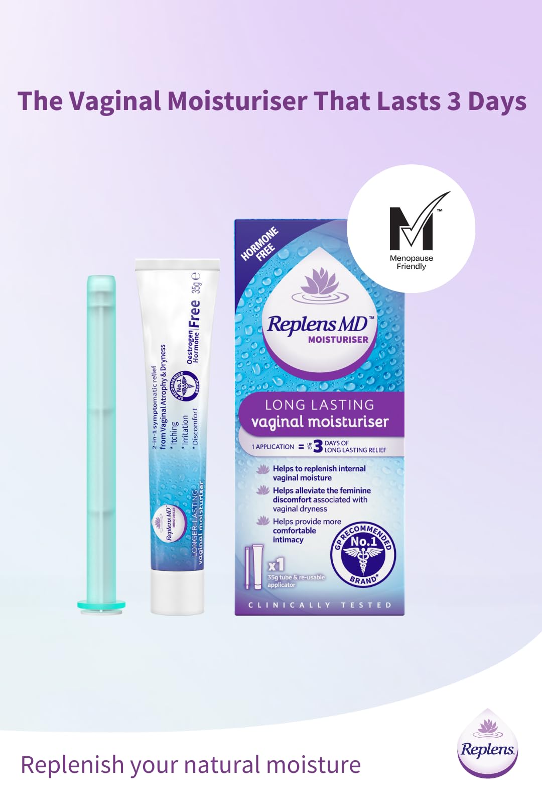 Replens Longer Lasting Vaginal Moisturiser 35g - Intimate Hydration Gel - Health & Beauty - Damaged Box - BBE 01/2028
