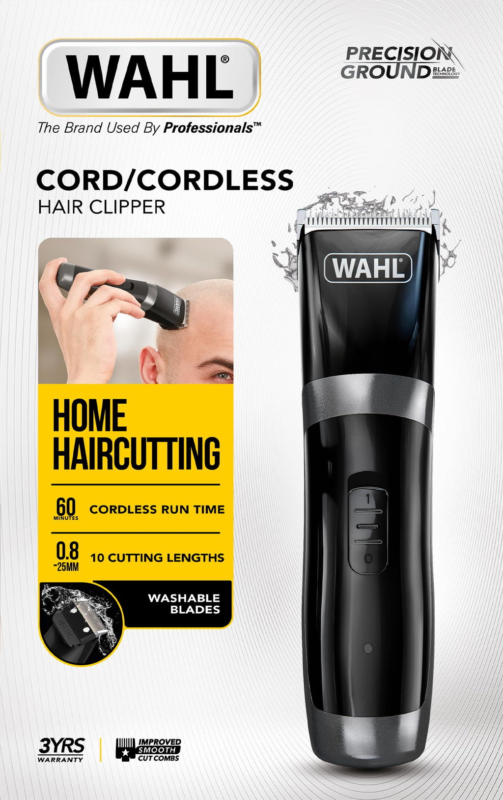 Wahl Cord/Cordless Rechargeable Men's Hair Clipper with Guide Combs - Like New