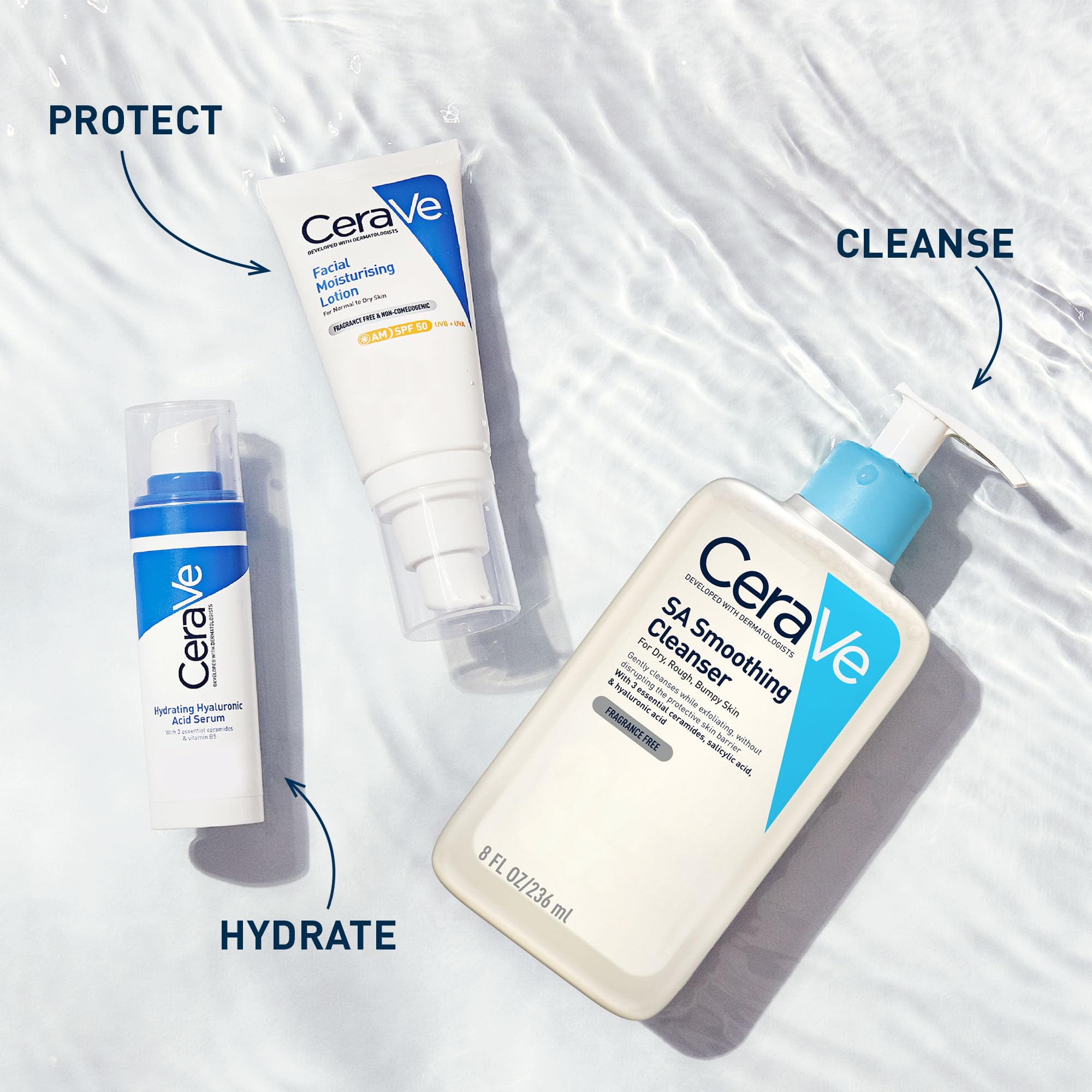 CeraVe SA Smoothing Cleanser with Salicylic Acid for Dry, Rough & Bumpy Skin 473ml, 3 Essential Ceramides, Dermatological Skincare, Hyaluronic Acid, Fragrance-Free - Damaged Box