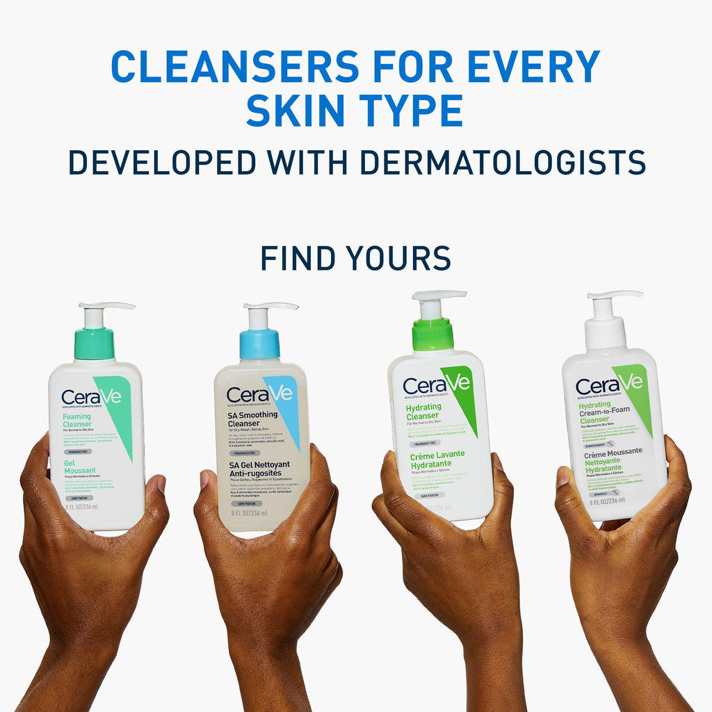 CeraVe SA Smoothing Cleanser with Salicylic Acid for Dry, Rough & Bumpy Skin 473ml, 3 Essential Ceramides, Dermatological Skincare, Hyaluronic Acid, Fragrance-Free - Damaged Box