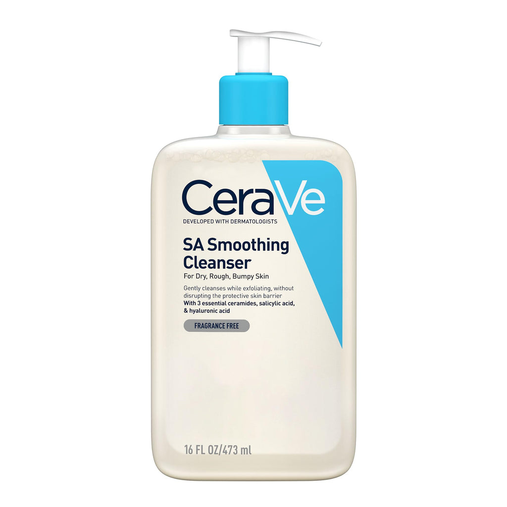 CeraVe SA Smoothing Cleanser with Salicylic Acid for Dry, Rough & Bumpy Skin 473ml, 3 Essential Ceramides, Dermatological Skincare, Hyaluronic Acid, Fragrance-Free - Damaged Box