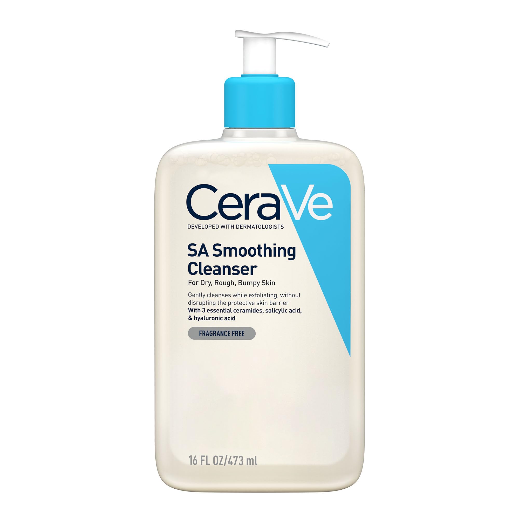 CeraVe SA Smoothing Cleanser with Salicylic Acid for Dry, Rough & Bumpy Skin 473ml, 3 Essential Ceramides, Dermatological Skincare, Hyaluronic Acid, Fragrance-Free - Damaged Box