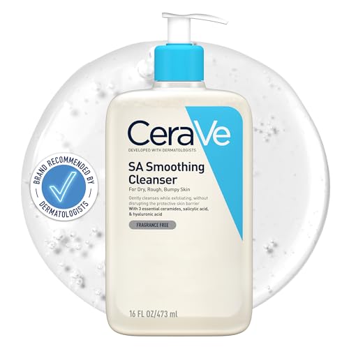 CeraVe SA Smoothing Cleanser with Salicylic Acid for Dry, Rough & Bumpy Skin 473ml, 3 Essential Ceramides, Dermatological Skincare, Hyaluronic Acid, Fragrance-Free - Damaged Box