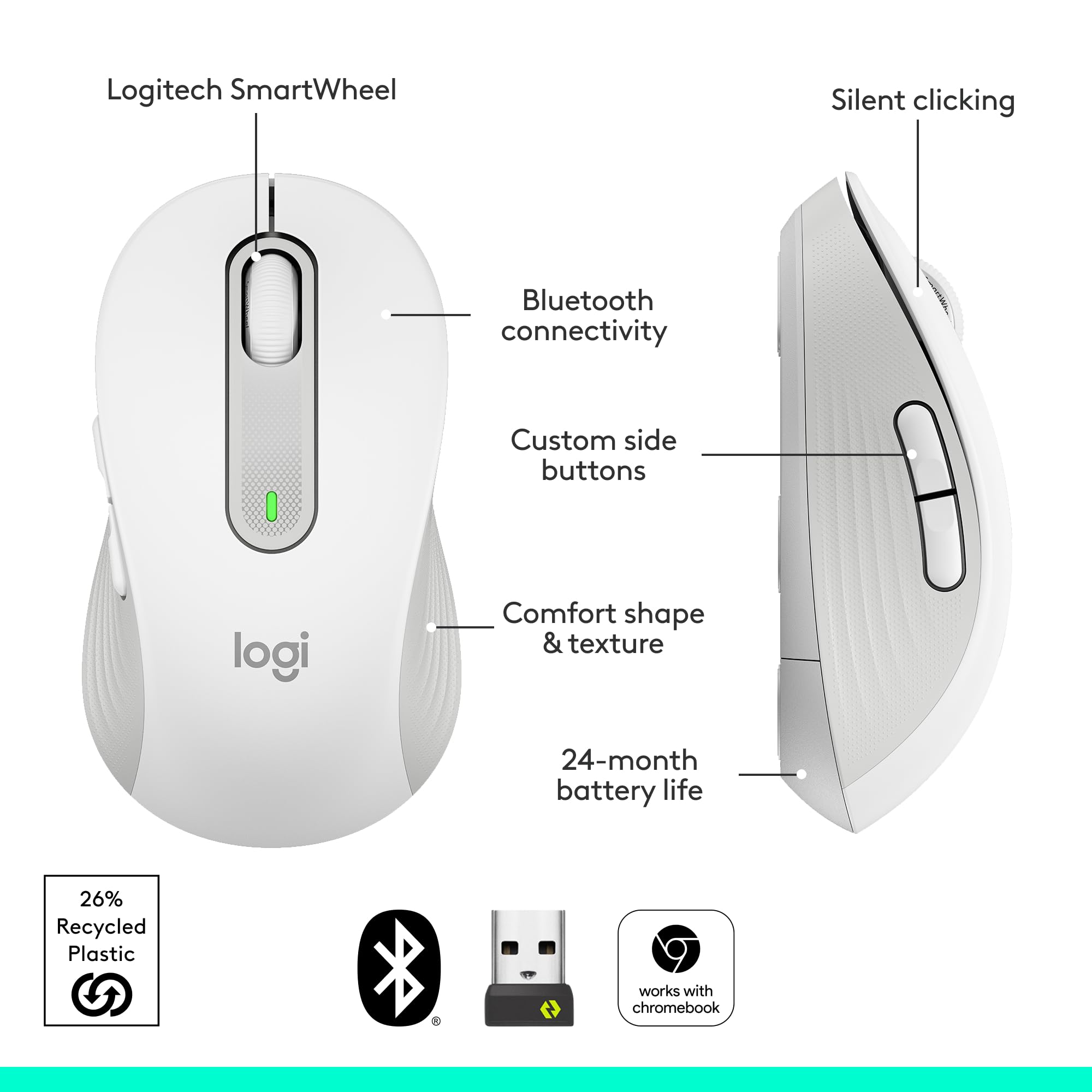 Logitech Signature M650 Wireless Mouse - For Small to Medium Sized Hands - New
