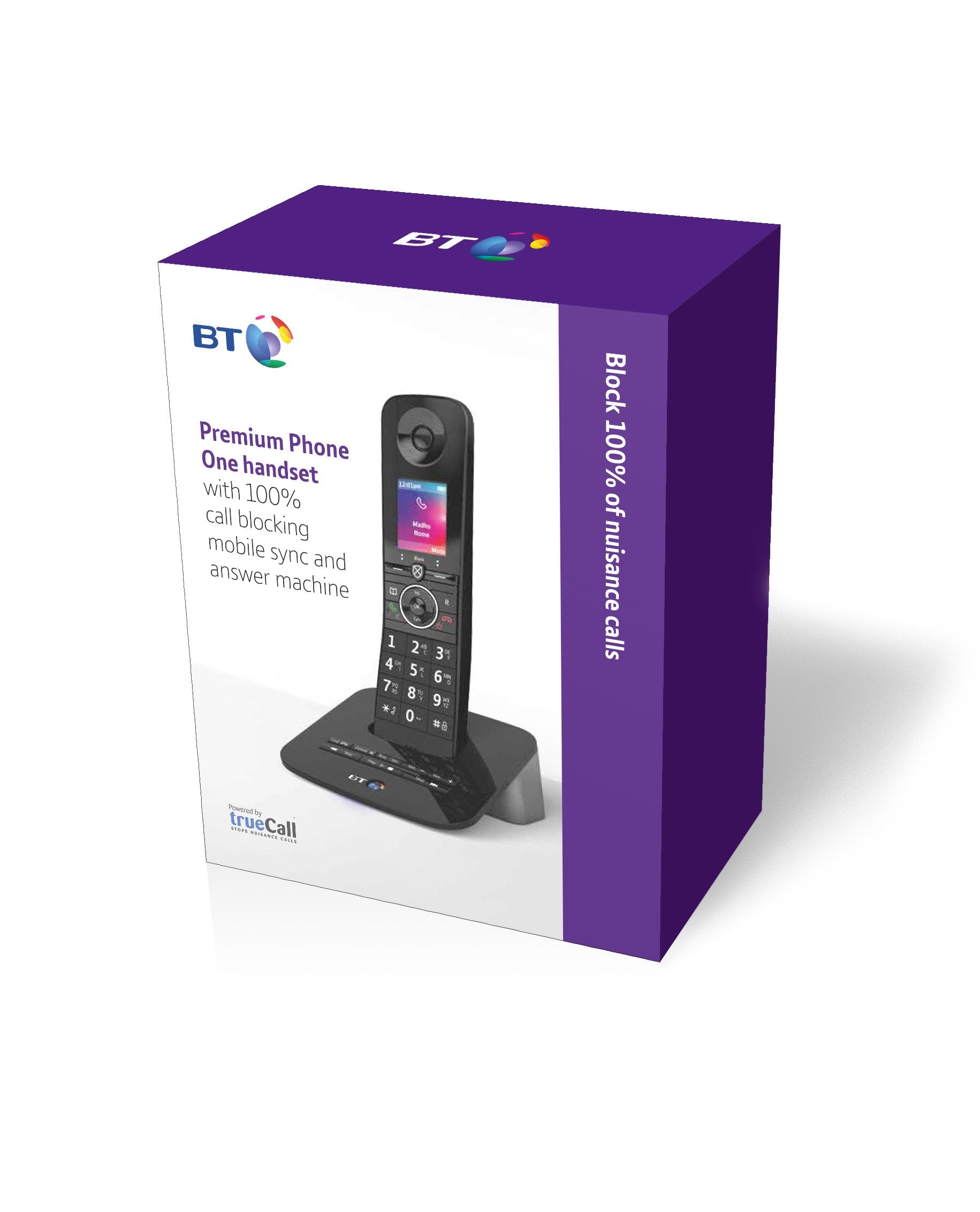 BT Premium Cordless Landline House Phone, Home Phone, 100 Percent Nuisance Call Blocker, Call Block Button, Answer Machine, Single Handset Pack - New