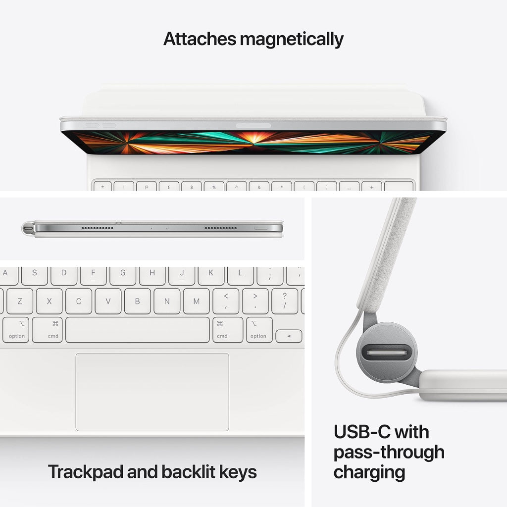 Apple Magic Keyboard for iPad Air (M2), iPad Pro 11-inch (4th, 3rd, 2nd & 1st generation) and iPad Air (5th, 4th generation) - British English - White - Like New