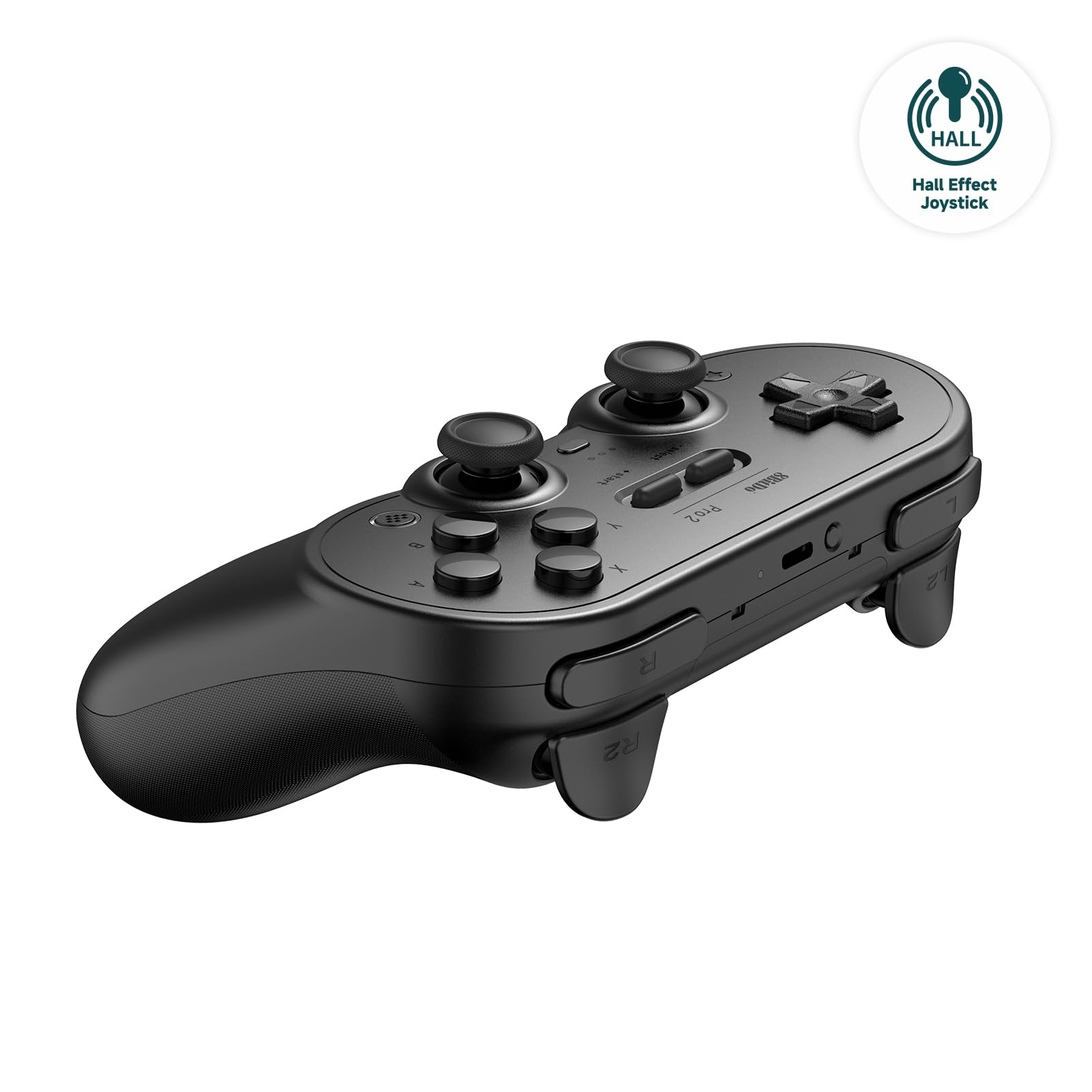 8Bitdo Pro 2 Bluetooth Controller for Switch, Switch 2, Hall Effect Joystick Update, Wireless Gaming Controller for Switch, PC, Android, and Steam Deck & Apple (Black Edition) - Damaged Box